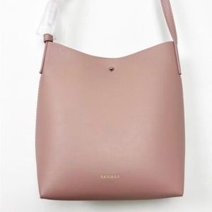 New! SAMARA Vegan Leather Medium Shoulder Bag Crossbody Peony Pink